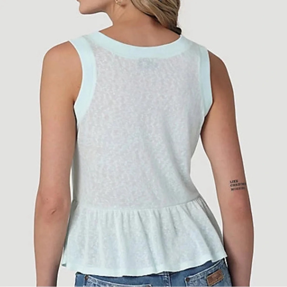 Wrangler Mint Sleeveless Babydoll Soft Ruffle Tank Size Large Nwt - Picture 2 of 5